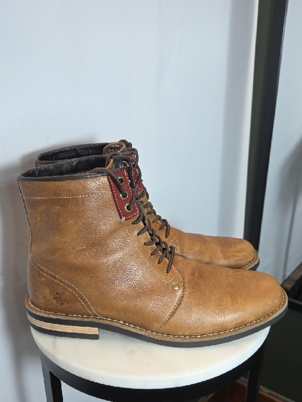 Penguins Jerry Jeff Men's Tan Leather Boots Size 42 - Picture 3 of 10